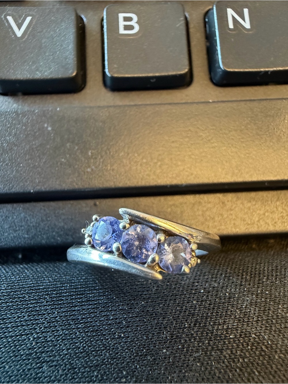 Effy Nahla Sterling Silver Tanzanite and Diamond Gemstone Ring, size 7